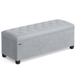 SONGMICS Velvet Storage Ottoman Bench Foot Rest with Legs 15.7 x 43 x 15.7 Inches End of Bed Bench Storage Chest Load up to 660 lb for Living Room Bedroom Entryway Dove Gray ULSF089G02