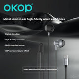 KP-238 Wired Earphones With In-Line Controls USB-C Connector Semi-In-Ear Design High Volume High Sound Quality Low Latency Gaming-Ready Hot-Selling Item In Stock