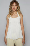 POL Backless Halter Sleeveless Top with Smocking Shirring Detail