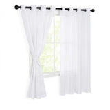 Hiasan White Sheer Curtains for Bedroom With Tiebacks, W52 X L63, 2 Soft Panels