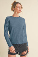 Aemi + Co Lettuce Hemline Round Neck Raglan Sleeve T-Shirt