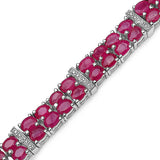 16.77 Carat Genuine Glass Filled Ruby & White Topaz .925 Sterling Silver Bracelet