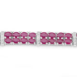 17.65 Carat Glass Filled Ruby and White Topaz .925 Sterling Silver Bracelet