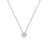 14K White Gold 1/4 Cttw Shared Prong Set Round-Ct Diamond 7 Stone Floral Cluster 18" Pendant Necklace (H-I Color, SI2-I1 Clarity)