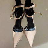 Women's Pointed Patent Leather High Heel Sandals