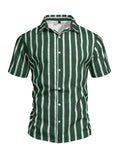 Men's Plus-Size Light Mature Lapel Striped Short-Sleeve Shirt