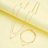 3pcs Heart Necklace & Bracelet Set for Women
