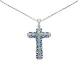 3.32 Carat Genuine Ethiopian Opal and Tanzanite .925 Sterling Silver Pendant