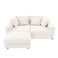 102.4 'Plush Corduroy 4-Seat Sofa,Modern Comfy Upholstered Sofa Cloud Couch,Deep Seat Couches with Soft Pillows and Movable Ottoman,Convertible Sofa Lounge Chair,for Living Room,Apartment,Office,Beige