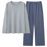 Mens 100 Cotton Pajama Set With Long-sleeve Top And Long Pants