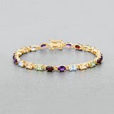 8.96 Carat Genuine Multi Stones .925 Sterling Silver Bracelet
