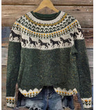 Womens Printed Crew Neck Long Sleeve Sweatshirt Top