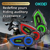 KP-290 Wholesale Cross-Border Motorcycle Helmet Bluetooth Headset Intercom Music Waterproof Noise Cancellation Digital Display Hands Free Calling In Stock