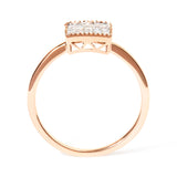 10K Rose Gold 1/3 Cttw Invisible Set Princess Cut Diamond Composite Square Shape Ring for Women (H-I color, I1-I2 clarity) - Size 7