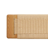 (1.2M) Woven Design Natural Oak Wood Dining Bench Bed Bench for Dining Room, Bedroom, Bathroom