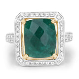 5.18 Carat Dyed Emerald and White Topaz .925 Sterling Silver Ring