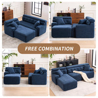 105'' Cloud Sectional Couch with L-Shape Chaise,Modern Modular Sofa with Deep Seat, Boneless Sofa for Living Room Bedroom,No Assembly Required,Blue.