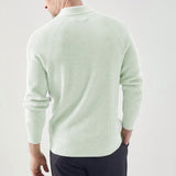 Mens Solid-Color Lapel Long-Sleeve Sweater Top