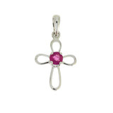 .22ct Ruby Cross Religious Pendant 10KT White Gold