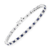 6.87 ct. t.w. Blue Sapphire and White Topaz Bracelet in Sterling Silver