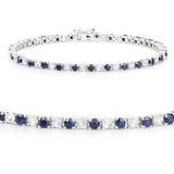 6.87 ct. t.w. Blue Sapphire and White Topaz Bracelet in Sterling Silver