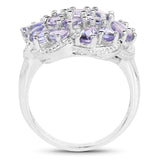 3.35 Carat Genuine Tanzanite .925 Sterling Silver Ring
