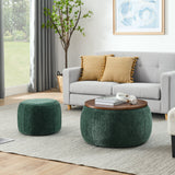 Modern Classic Round Storage Ottoman Coffee Table with Removable Top