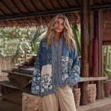 Ethnic-style Casual Linen Shawl With A Printed Shirt