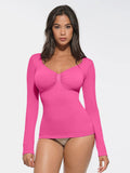 Seamless Diamond Neck Bust Support Waist And Tummy Control Shaping Top