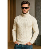 Mens Turtleneck Cable-Knit Sweater In Plus Sizes