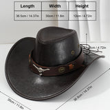 PU Leather Metal 3D Ox-Head Retro Curved Belt Denim Hat