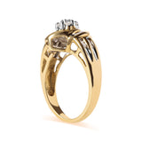 10K Yellow Gold 1/2 Cttw Round and Baguette Diamond Flower Swirl Cocktail Ring (I-J Color, SI2-I1 Clarity) - Ring Size 7