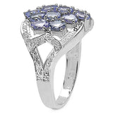 2.38 Carat Genuine Tanzanite .925 Sterling Silver Ring