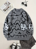 Mens Cute And Quirky Cat-print Knit Sweater