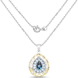 18K Yellow Gold Plated 4.44 Carat Genuine London Blue Topaz and Blue Topaz .925 Sterling Silver Pendant