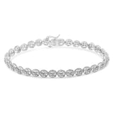 14K Rose Gold Over .925 Sterling Silver 1/4 Cttw Diamond 7" Open Circle Wheel Link Tennis Bracelet (I-J Color, I2-I3 Clarity)