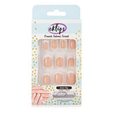 Eklips French Beige Oval False Nails - Easy Application Press On Nails for a Perfect At-Home Manicure