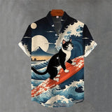 Animal-print Mens Shirt Summer Casual Short Sleeves