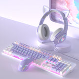 Purple Mechanical Keyboard Mouse Suit Wired Green Axis