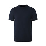 Pure Cotton Yarn Knitted Men's Short-sleeved T-shirt Round Neck