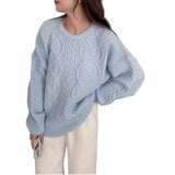 Thickened Relaxed-fit Cable-knit Crew-neck Sweater That Flatters Your