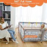 Baby Playpen with Anti-Suction Base Zipper Door