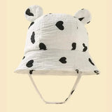 Baby Summer Beach Adjustable Bucket Cute Cotton Hat with Ears