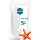 Balmy Polyester Bath Glove for Gentle Exfoliation - White