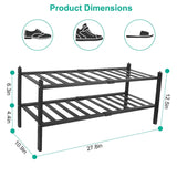 Bamboo Shoe Rack 2-Tier Stackable Shoe Shelf