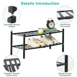 Bamboo Shoe Rack 2-Tier Stackable Shoe Shelf
