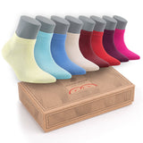 Women’s Bamboo Ankle Socks 8-Pack – Mixed Colors Soft Thin Low-Cut Socks