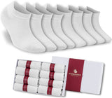 Women’s Bamboo Ankle Socks 8-Pack – White Soft Thin Low-Cut Socks
