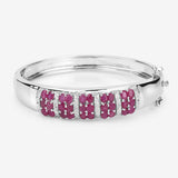 6.65 Carat Genuine Ruby and White Topaz .925 Sterling Silver Bracelet