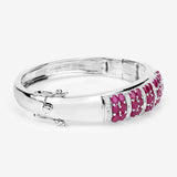 6.65 Carat Genuine Ruby and White Topaz .925 Sterling Silver Bracelet